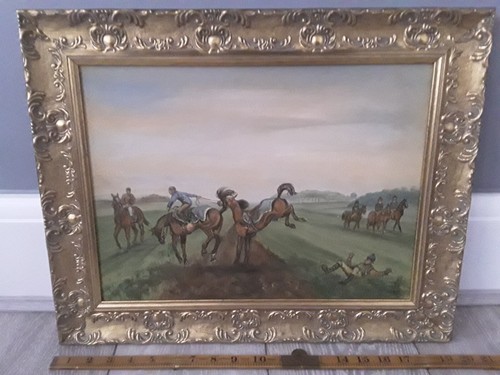 Horse racing oil - racing, painting