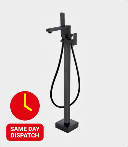 Black freestanding bath - freestanding, shower