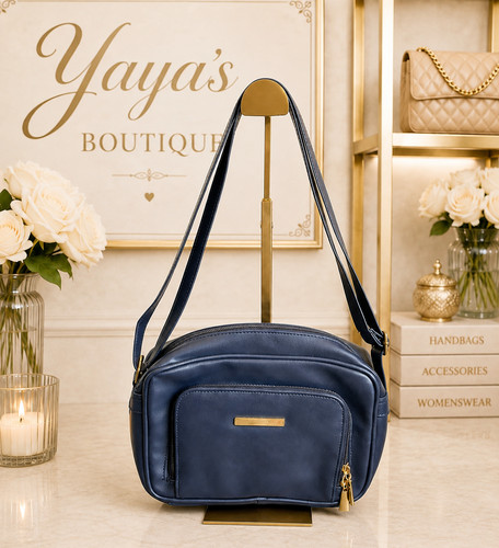 Navy faux leather - faux, multi