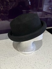 Vintage black bowler - hat, wool