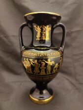 ST Black Urn Vase 24 CARAT GOLD - Ancient Greek Design Hand Made 7" Tall VGC