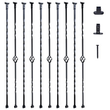 VEVOR Staircase Metal Balusters 44'' Steel Deck Spindles w/ Screws Baskets Twist