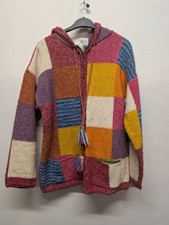 Vintage Patchwork Pixie Hoodie Knitted Cardigan Zip Up By GEDA size M