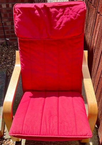 Red cushioned ikea poang chair - cushioned,
