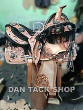 Western Barrel Leather Horse Saddle with Tack Set 10" to 18" size Free shipping