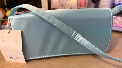 Bershka satin blue shoulder - blue,