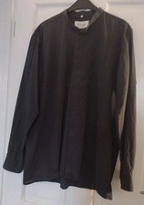 VINTAGE CHURCHILL BLACK COLLARLESS DRESS SHIRT SIZE 17" - LARGE 