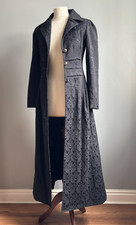 Long line duster COAT black jacquard lace goth halloween horror DRACULA CLOTHING