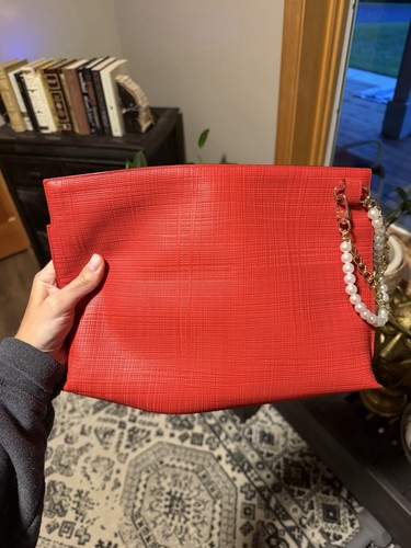 Loewe red leather clutch bag - red,