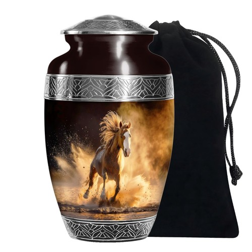 Blue horse large burial urn - blue,