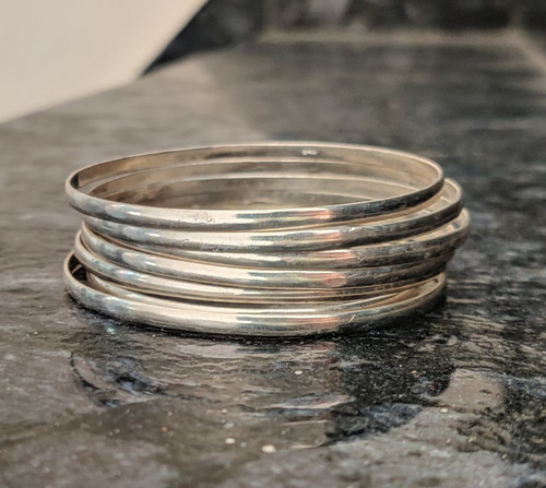 Beautiful silver bangle set - bangle,