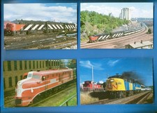 6 POSTCARDS OF AMERICAN AND CANADIAN DIESEL LOCOMOTIVES.