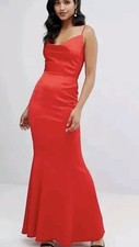 Gorgeous Lipsy red satin cowl neck maxi dress adjustable strap length, 10