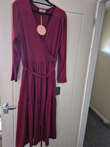 Burgundy colour midi dress - midi,