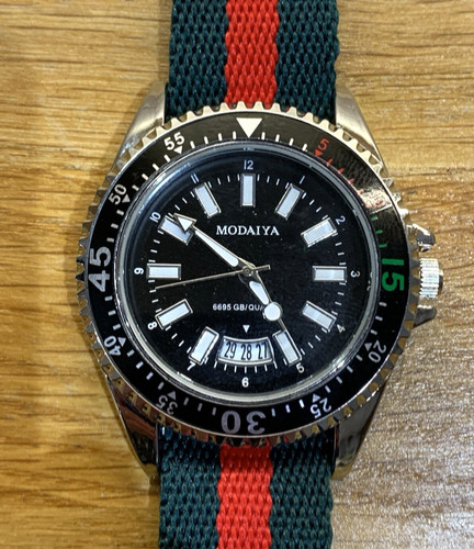 Black with green - &, red