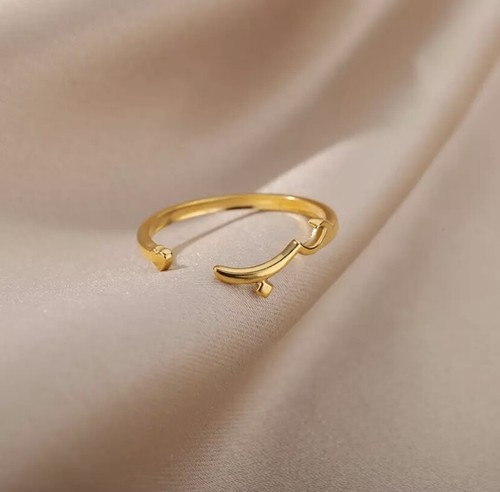Arabic word love crystal ring - word,