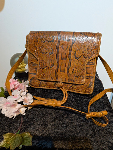 Brown snakeskin leather - snakeskin,