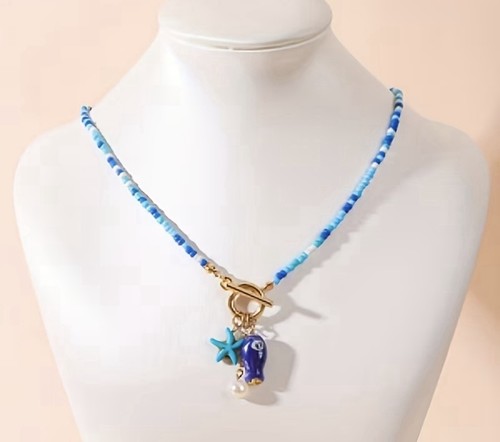 Handmade resin beaded necklace - handmade,