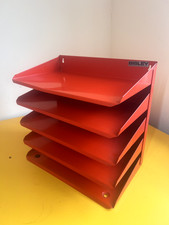 Vintage Bisley 5-Shelf Steel Cabinet – Classic Red/Orange | Robust Office Storag