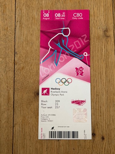 Ticket 2012 olympics hockey - hockey, s