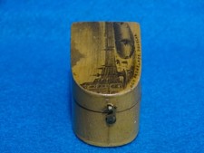 Antique Mauchline Ware Thimble Case - scene of Douglas - Isle of Man