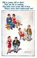 Vintage Donald McGill Comic Postcard Sexy Girl Short Skirt Beret Married Men D C