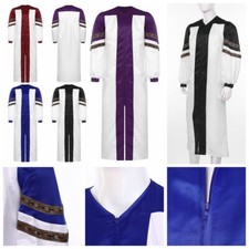 Men Cloak Color Block Gown Church Robe Theme Bathrobes Choir Tunic Halloween