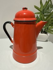 1940s Vintage Red Coffee Pot Polish Enamel