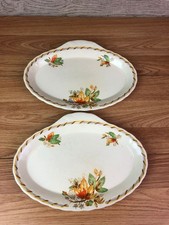 Vintage Grindley Autumn Leaf Oval Serving Platters 10" Pair English China