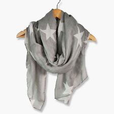 White or Grey Star Scarf for Women Lightweight Wrap Stars Ladies Shawl or Sarong