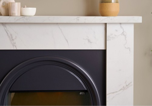 White marble effect fireplace - marble,