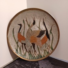 Vintage Brass Enameled Plate