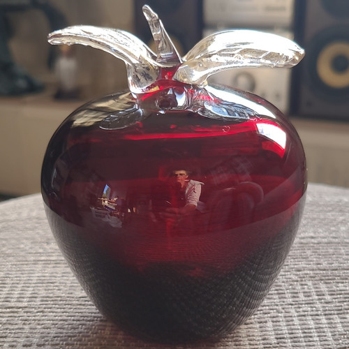 Red glass apple - apple, ornament