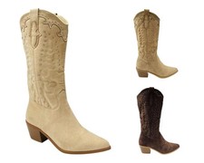 Western Embroidered Mid Calf