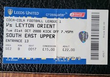Ticket Stub Leeds United  v Leyton Orient 2008 / 2009 League One 
