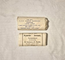 WW2 American US Army Medical Department 3in x 6 Yards Plain Gauze Bandages x2
