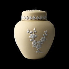 Wedgwood Jasperware Handcrafted Primrose Yellow with Whites Prunus Jar / Pot