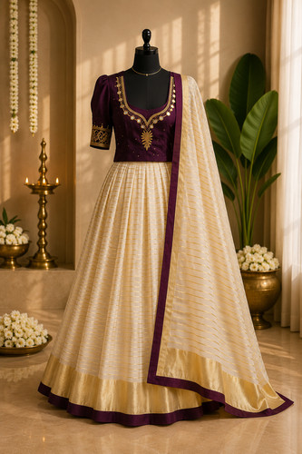 Kerala half saree set deep - half,