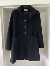 Vintage Elizabeth Emanuel Black Pussy Bow Winter Coat Size UK 10