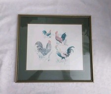 Alex Williams Print Cockerels watercolour 1987