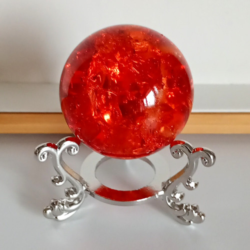 Red glass orb - red, paperweight