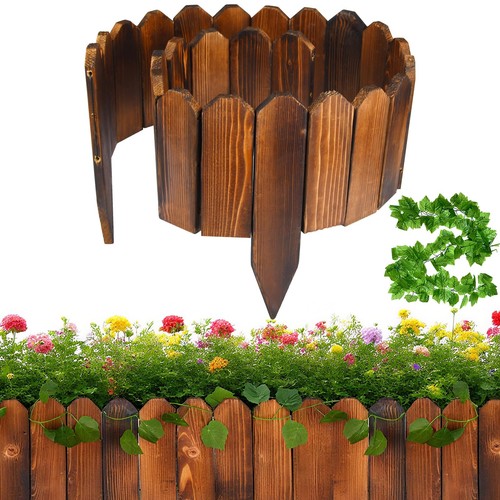 Wood garden fence border - wood,