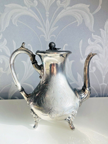 Vintage silver coffee tea pot - vintage,