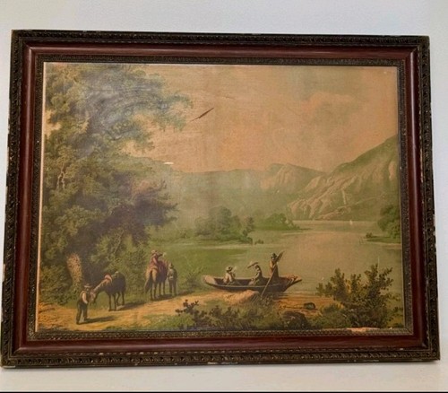 Antique framed landscape - antique,