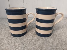 Blue And White Striped Mugs. Great Condition x2