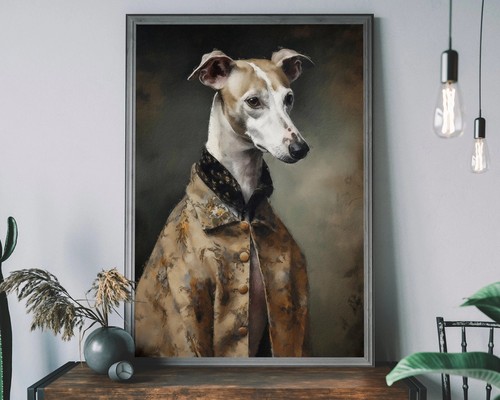Whippet dog portrait framed - portrait,