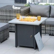 Metal Outdoor Fire Pit Table Garden Dining Table Gas Patio Heater Black Grey Set