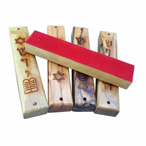 Set olive wood mezuzah - 5,