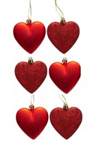 6Red Heart Bauble Christmas Ornament Hanging Tree Decoration Baubles Traditional