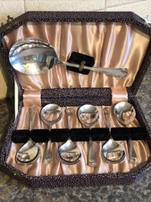 Silver Plated Cased Dessert Spoon Set 7 Pieces Free Uk Delivery X